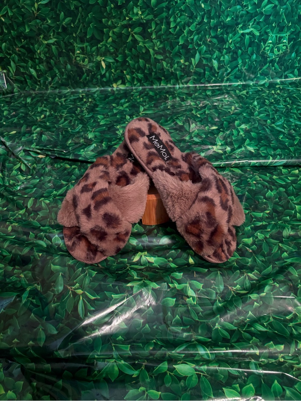 MeMoi Brown Leopard Plush Slide Slippers - Women's